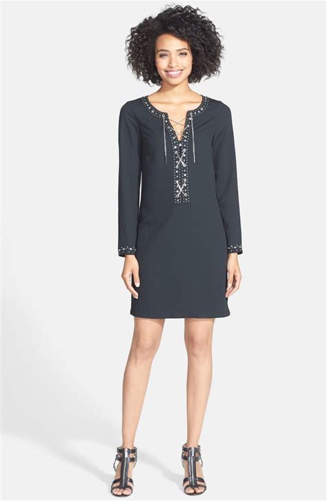 michael kors classic lace up shift dress reviews 2018|shift dresses for summer crepe.